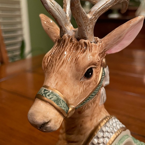 Fitz and Floyd Santa deer lidded trinket box from Georgian collection - Picture 11 of 17